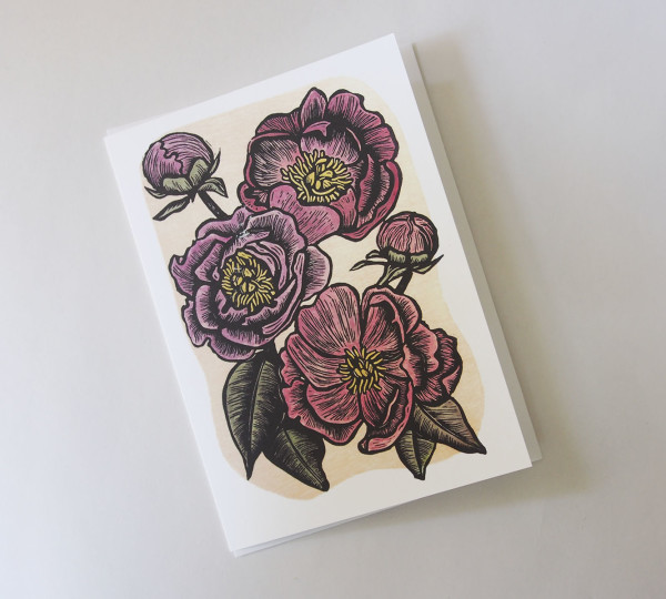 Greeting Card: Peonies by Carolyn Howse
