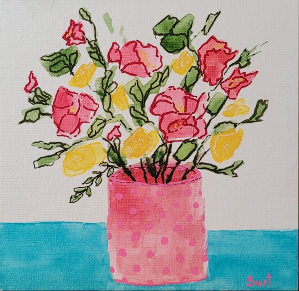 Bouquet in Pink Vase by Sylvie Bart