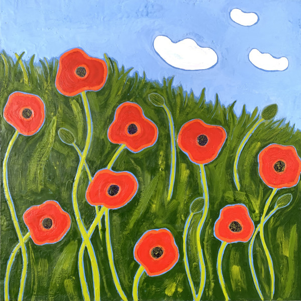 Duet: Poppies & Clouds by Marcia Crumley