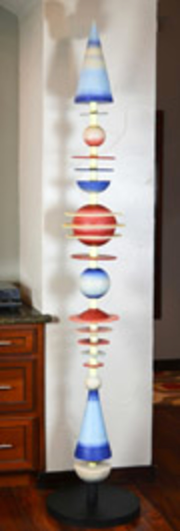 Vera Smiley, 5th Dimension Geometry II 87 x 17 x 17” Clay, acrylic paint, metal base. $8000 by Da Silva Gallery / GALLERyLABS, Image 1.