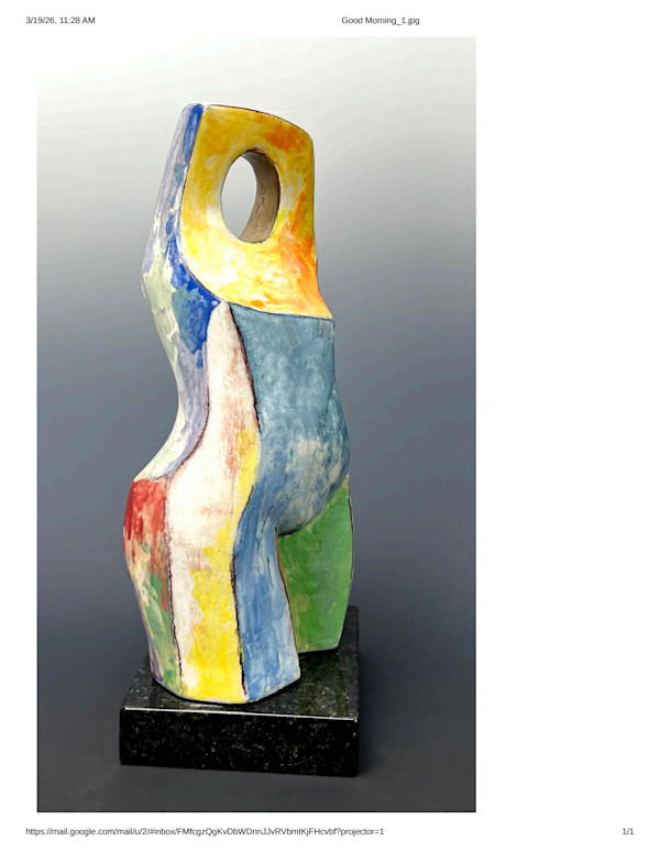 Vera Smiley, Missing You:  (h w d): 10 x 4,5 x 3,5 in. Clay, underglazes, glazes, gold luster, marble by Da Silva Gallery / GALLERyLABS, Image 1.