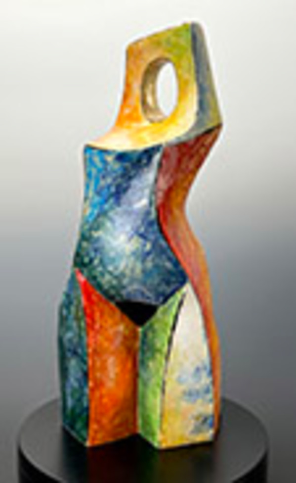 Good Morning (hwd) 17 x 8,5 x 8,5” Clay, underglazes, glazes, gold luster, wood. $3500  17 x 8,5 x 8,5” Clay, underglazes, glazes, gold luster, wood. $3500 by Da Silva Gallery / GALLERyLABS