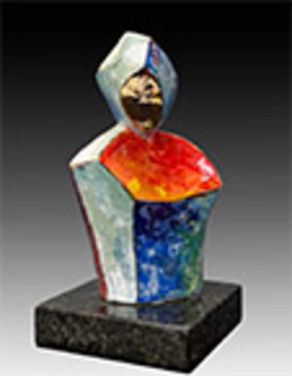 Vera Smiley, Missing You  10 x 4,5 x 3,5” Clay, underglazes, glazes, gold luster, marble. by Da Silva Gallery / GALLERyLABS