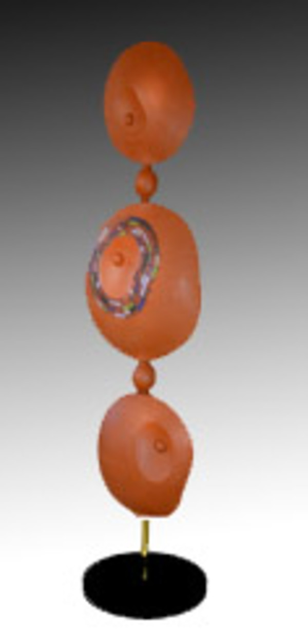 Vera Smiley,  5th Dimension Organic Terracotta Organic  83 x 17 x 17” Clay, underglaze, underglaze chalk, metal base by Da Silva Gallery / GALLERyLABS, Image 1.