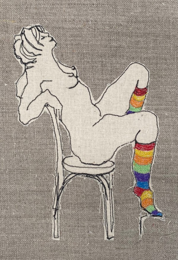 Ms Stripey Socks II Thread Sketch by Juliet D Collins