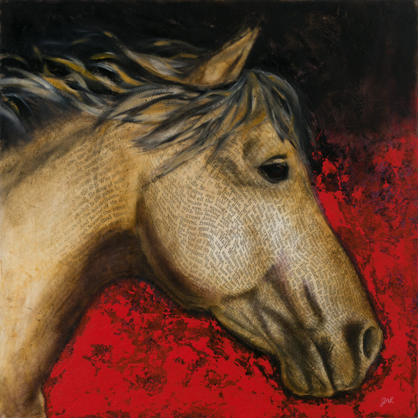 Ballad of the White Horse in red by Julie Anna Lewis