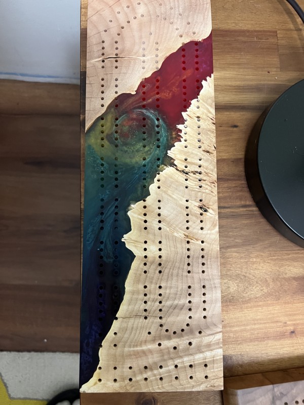 Rainbow Swirl Cribbage Board by Mt. Hood Craft & Ron Purvis Art