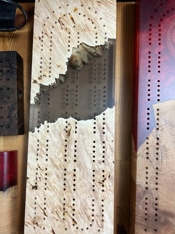 Clear Grey Cribbage Board by Mt. Hood Craft & Ron Purvis Art