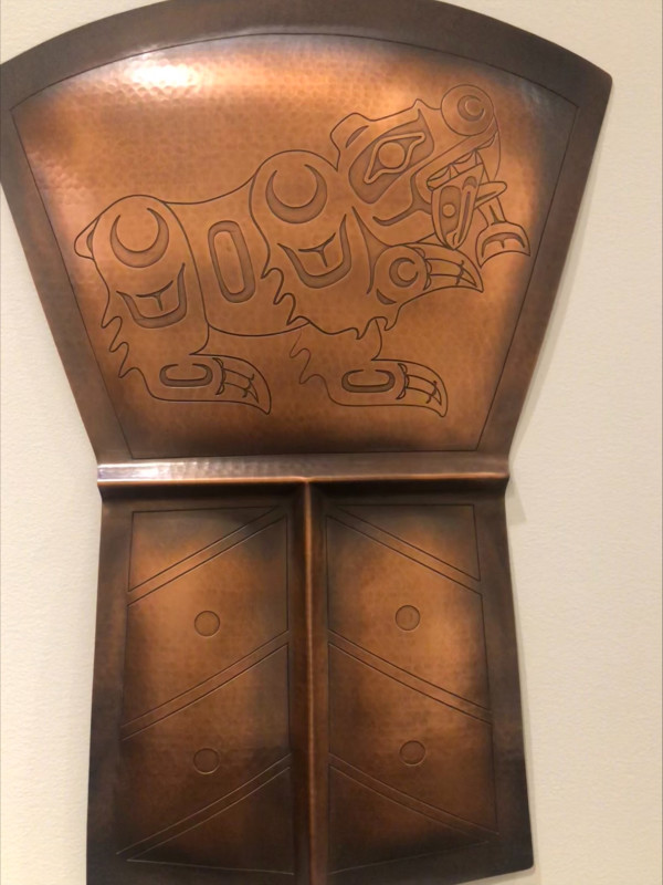 Bear and Salmon Copper Shield by Harold Alfred