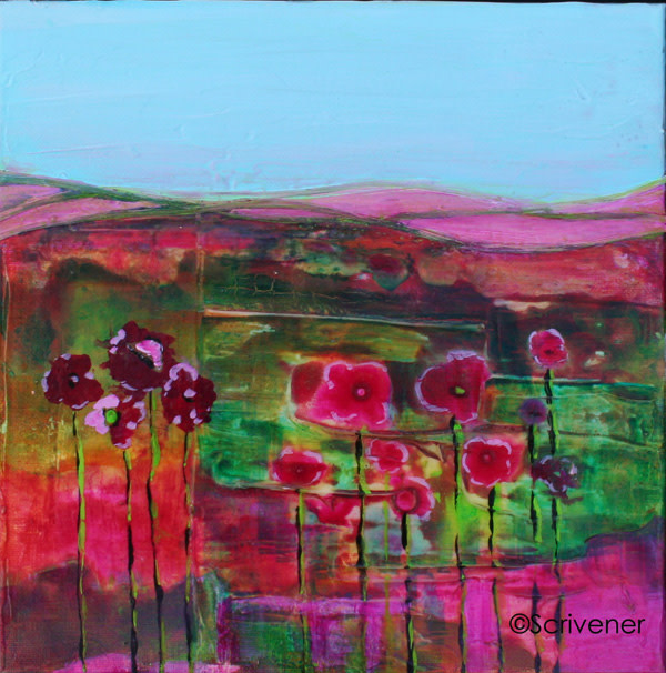 Pink Poppies on a Clear Day 2 by Patt Scrivener AFCA