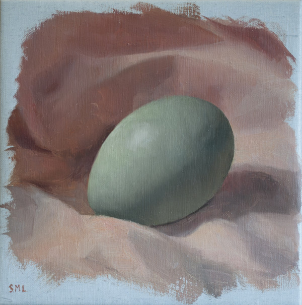 Pale Green Egg on Pink by Sarah Marie Lacy