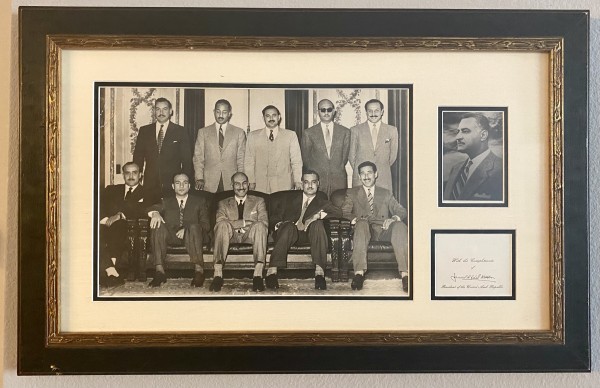 President Nassar of Egypt with his Cabinet, solo photo and signature card