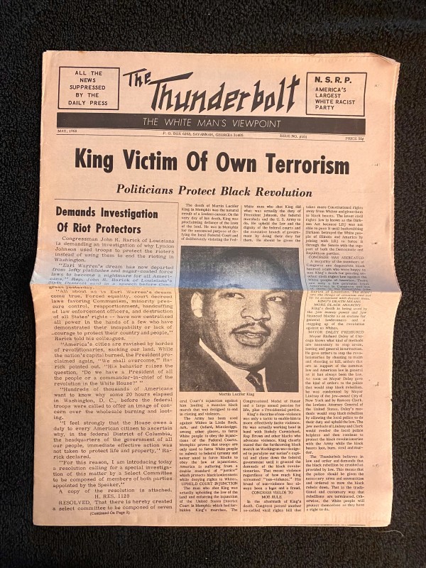 Thunderbolt Racist publication after the death of MLK