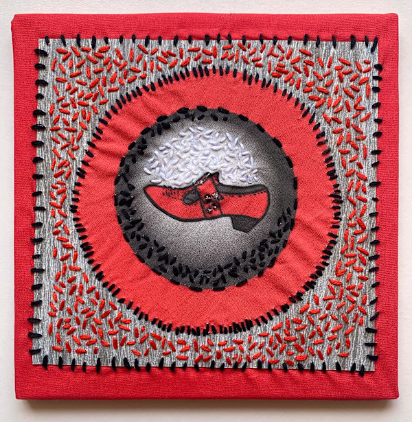 Fluevog Pilgrim Embroidery by Anne M Bray