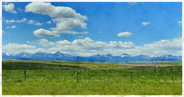 Mountains from the Alberta Plains by Anne M Bray