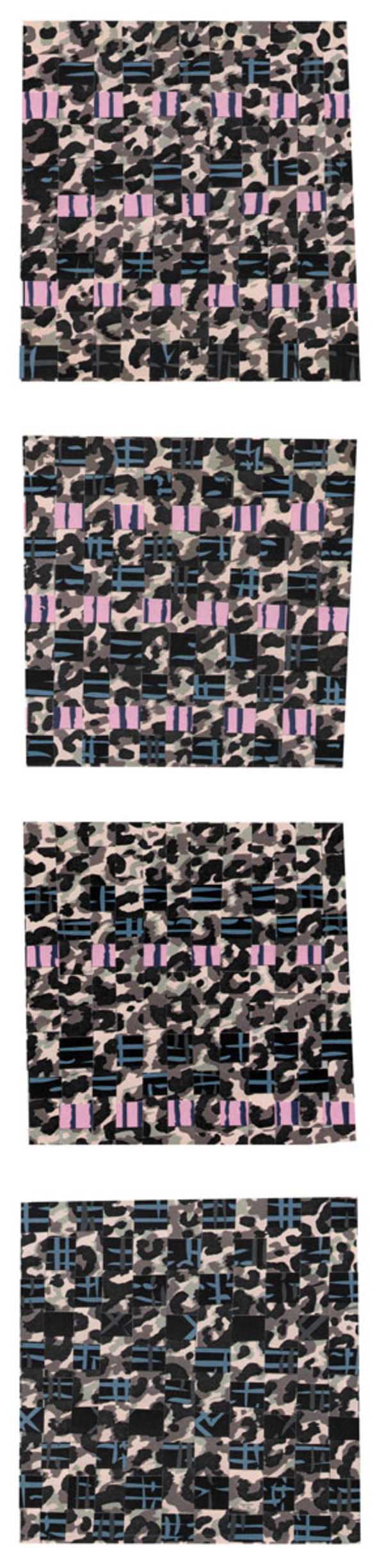 Leopard x Black and Blue Plaid x Painted Pink Stripe by Anne M Bray