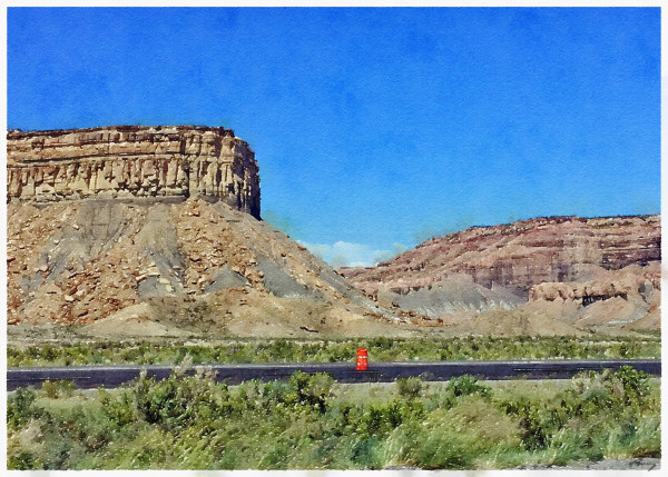 Road Work and Mesas by Anne M Bray