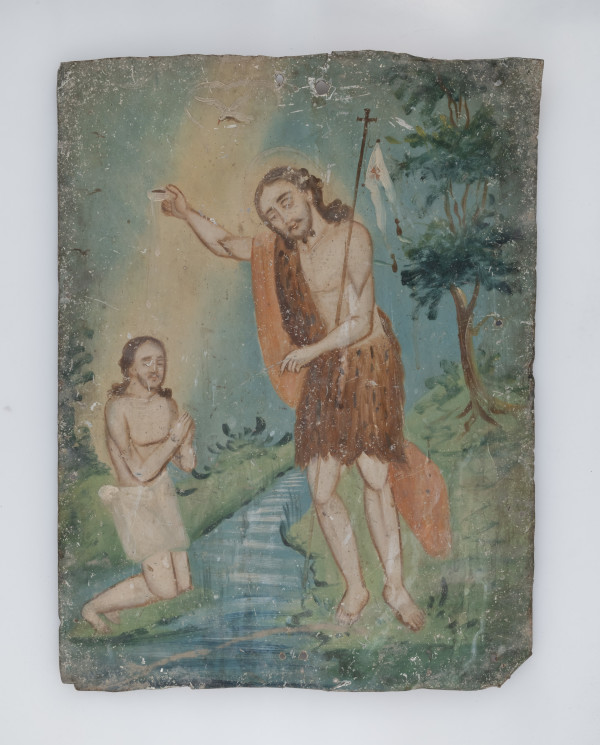 Saint in Leopard Skin Blessing John the Baptist by Unknown