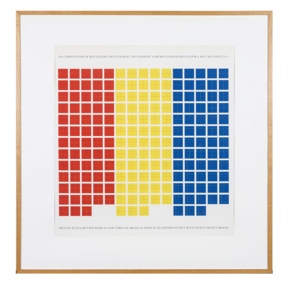 All Combinations of Red, Yellow & Blue Straight, Not-Straight & Broken Lines on Red, Yellow and B... by Sol LeWitt