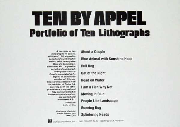 Ten by Appel (Title Sheet) 1/2 by Karel Appel