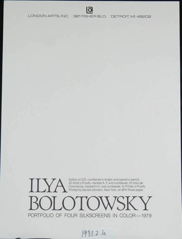 Title Page From Portfolio by Ilya Bolotowsky