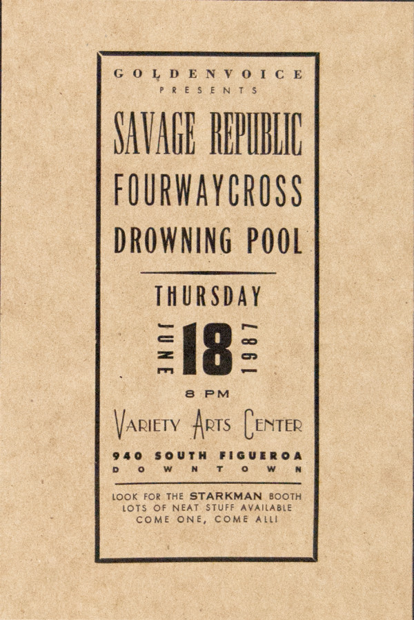 Savage Republic Flyer (18 June 1987) by Bruce Licher