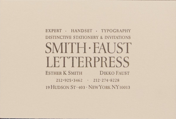 Smith-Faust Letterpress by Esther K Smith Dikko Faust