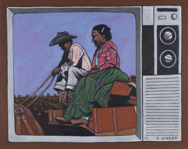 Navajo Couple on Wagon by Ryan Singer