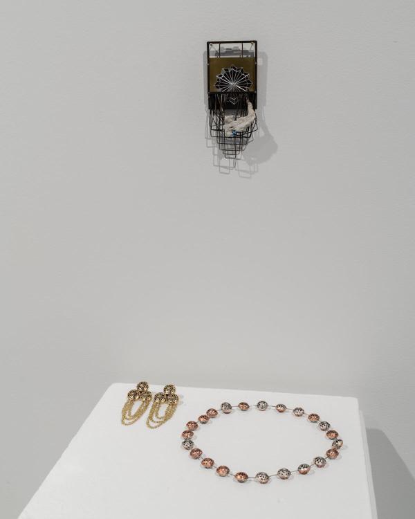 Reflection, Kinetic Gonbad Necklace, & Mehrab Earings by Mahsa Yaghoobi Kiaseh
