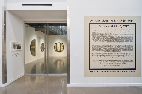 01 Installation view: Agnes Martin and Karen Yank: Meditations on Mentor and Student, Title Wall Image by Byron Flesher by Karen Yank Agnes Martin