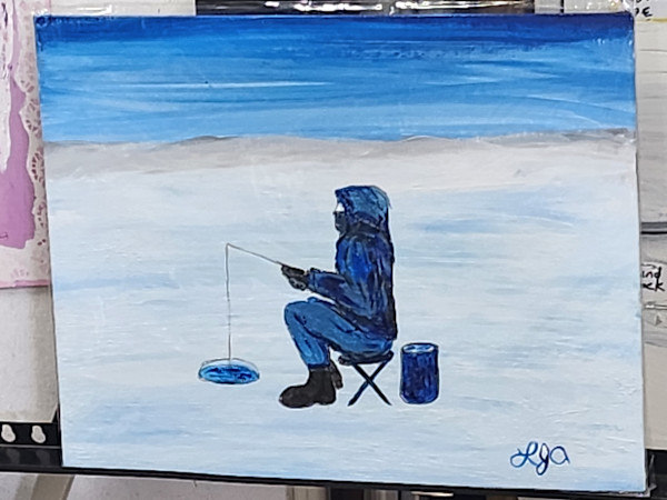Ice Fishing by Larry Alexis the junkart dog
