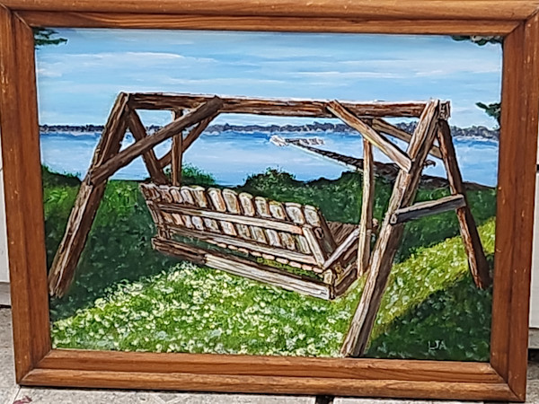 Bench with a View by Larry Alexis the junkart dog