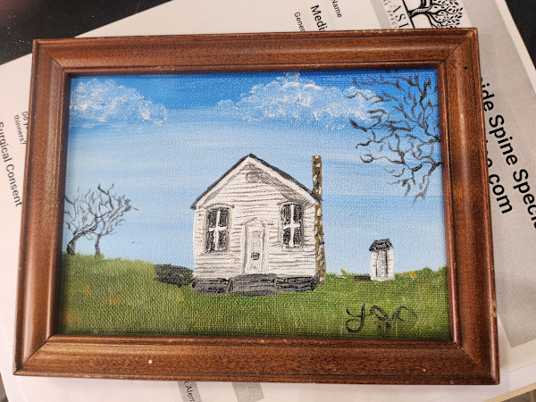 Cabin in a Field by Larry Alexis the junkart dog