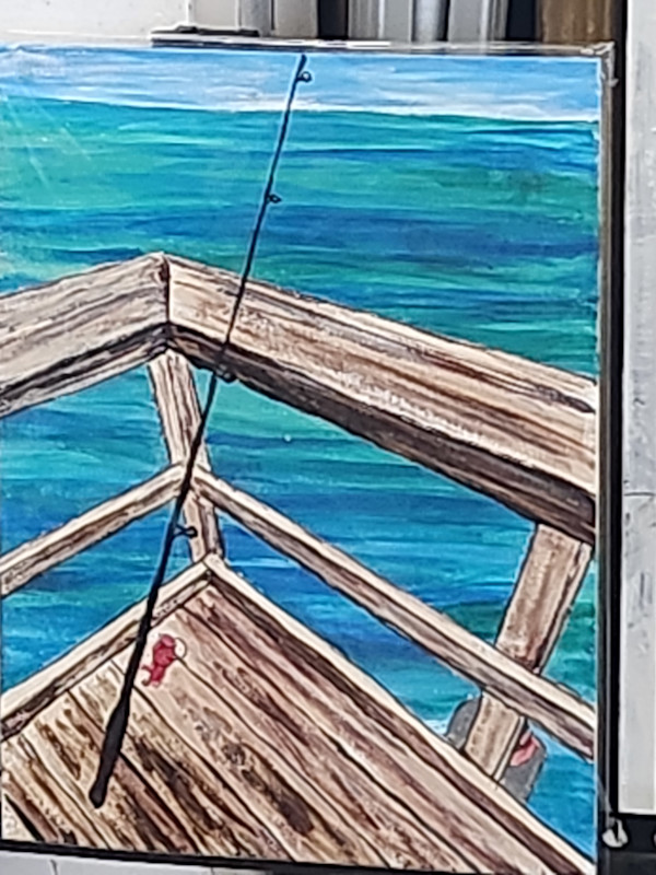 Dock Fishing by Larry Alexis the junkart dog