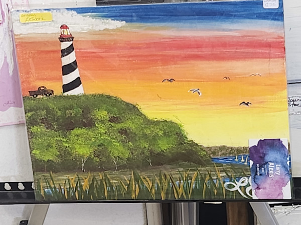 Lighthouse on the Hill by Larry Alexis the junkart dog