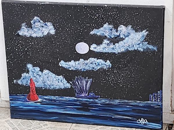 Night Fishing by Larry Alexis the junkart dog