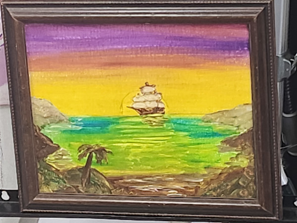 Ship on a Bay by Larry Alexis the junkart dog