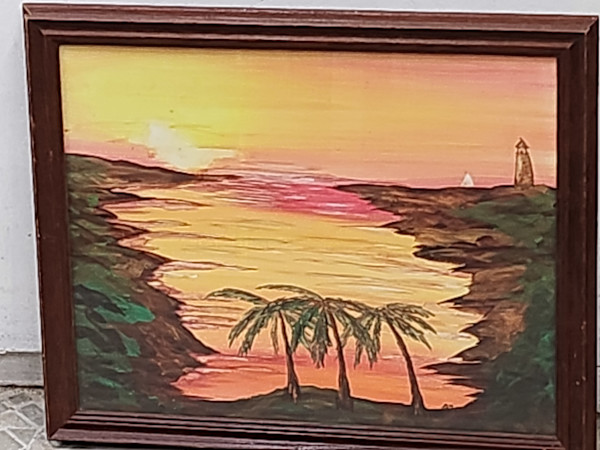 Sunset Harbor by Larry Alexis the junkart dog