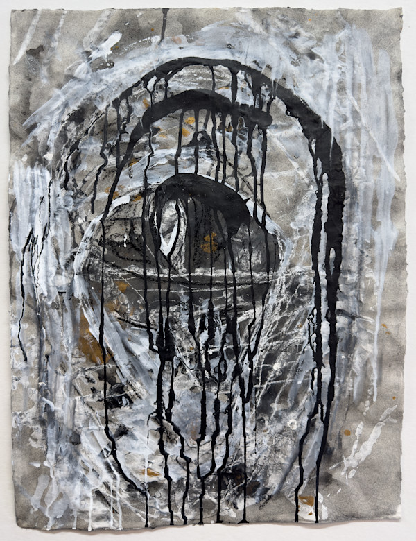 Untitled 3(black white and gold) by Kathy Skerritt