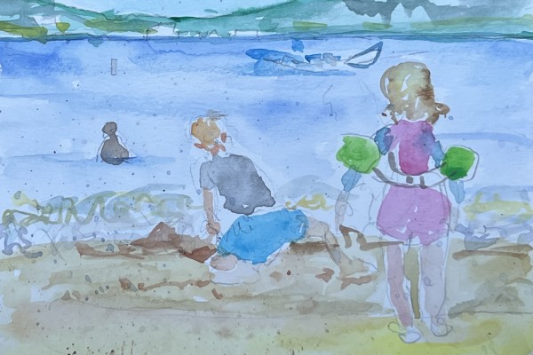 At the lake with friends grandchildren by Alice Eckles
