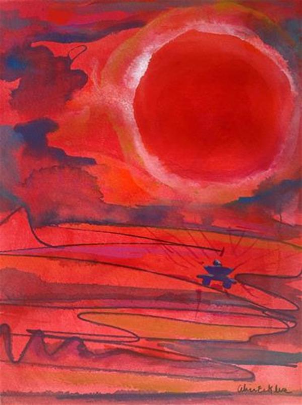 Red Sun with Blue Offering