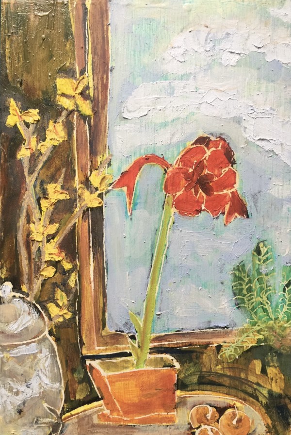 Amaryllis in window by Alice Eckles