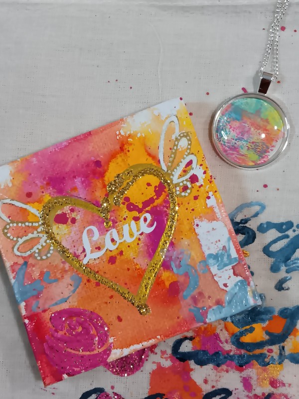 LOVE Pendant/canvas by Bernadette Rivette