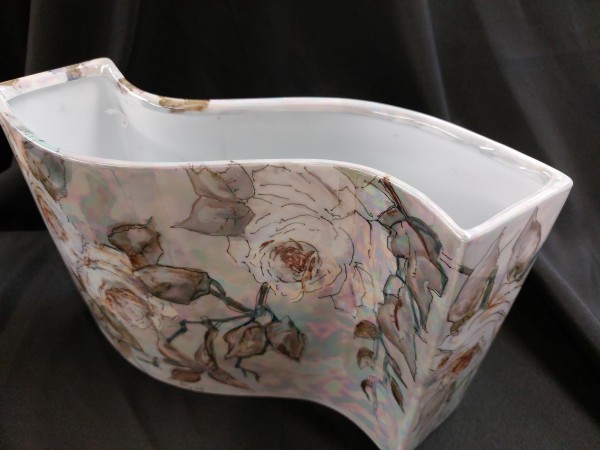 Hand Painted Porcelain Vessel by Donna Guy