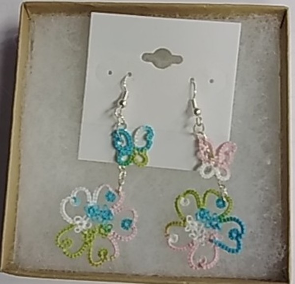 Butterfly and Flower Earrings by Sarah Clendineg