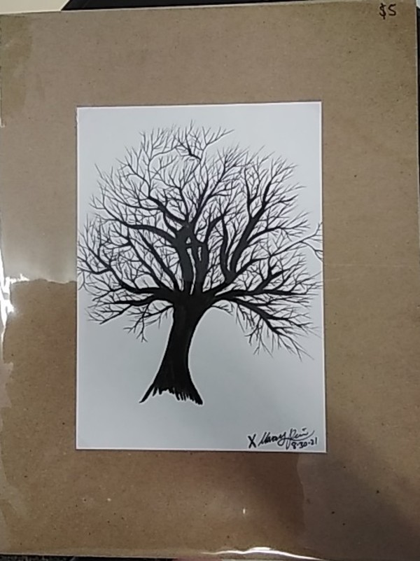 silhouette of tree with white background by Mary Pena