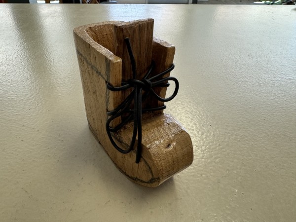 Wooden Shoe with leather laces by Ellsworth Dodds
