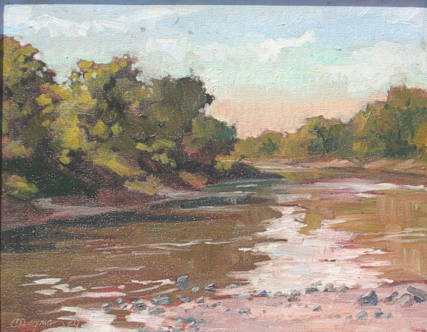 Skunk River Access View to the West (plein air) by Carlene Dingman Atwater