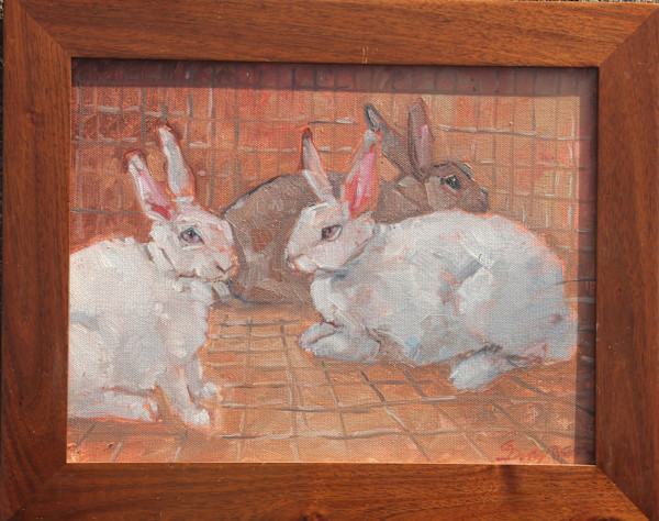Three Rabbits (Plein air) by Carlene Dingman Atwater