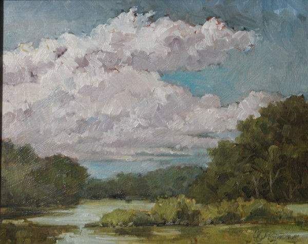 Clouds over Lake Geode (plein air) by Carlene Dingman Atwater